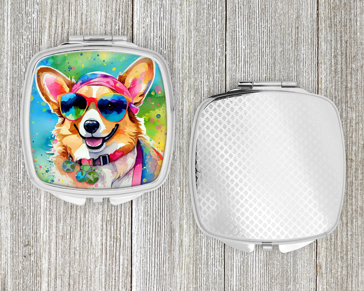 Corgi Hippie Dawg Compact Mirror