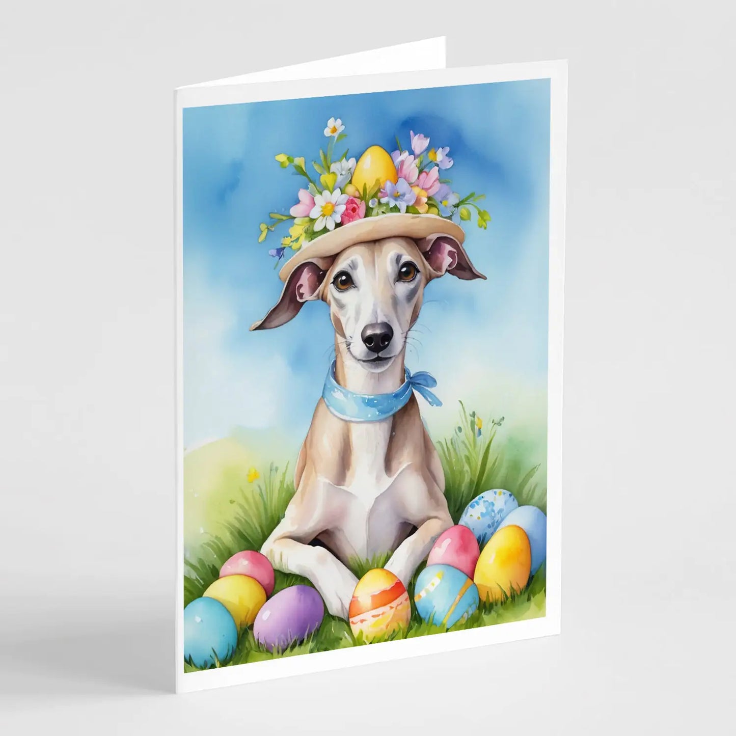 Whippet Easter Egg Hunt Greeting Cards Pack of 8