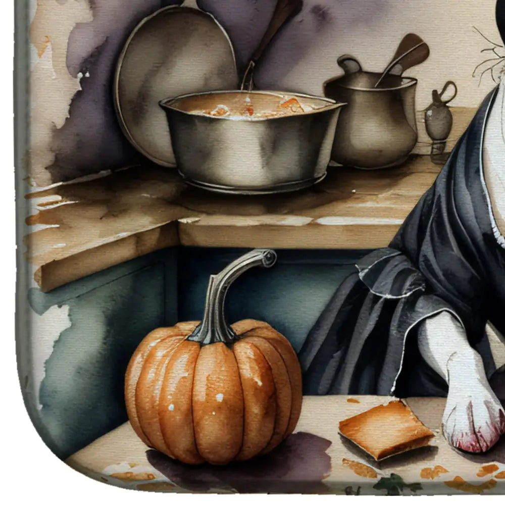 Boston Terrier Fall Kitchen Pumpkins Dish Drying Mat