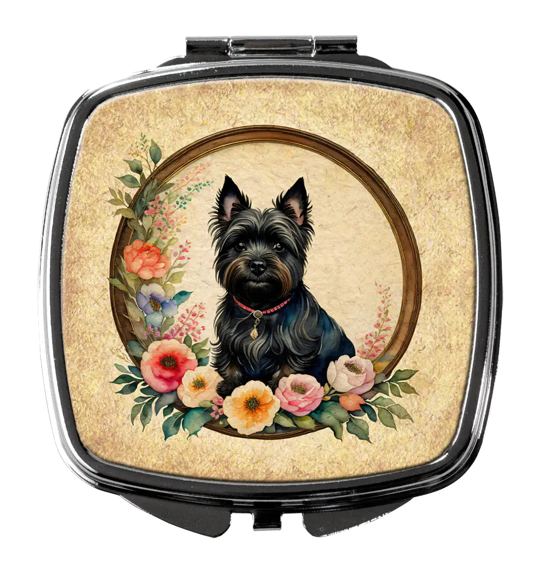 Cairn Terrier and Flowers Compact Mirror