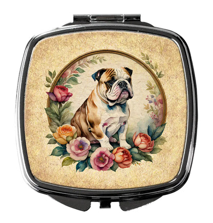 English Bulldog and Flowers Compact Mirror