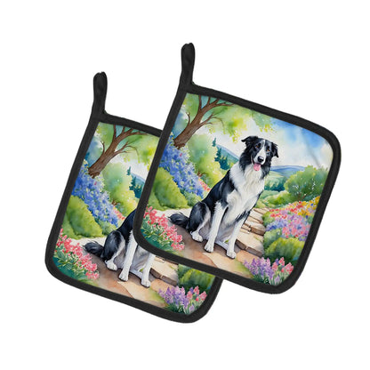 Borzoi Spring Path Pair of Pot Holders