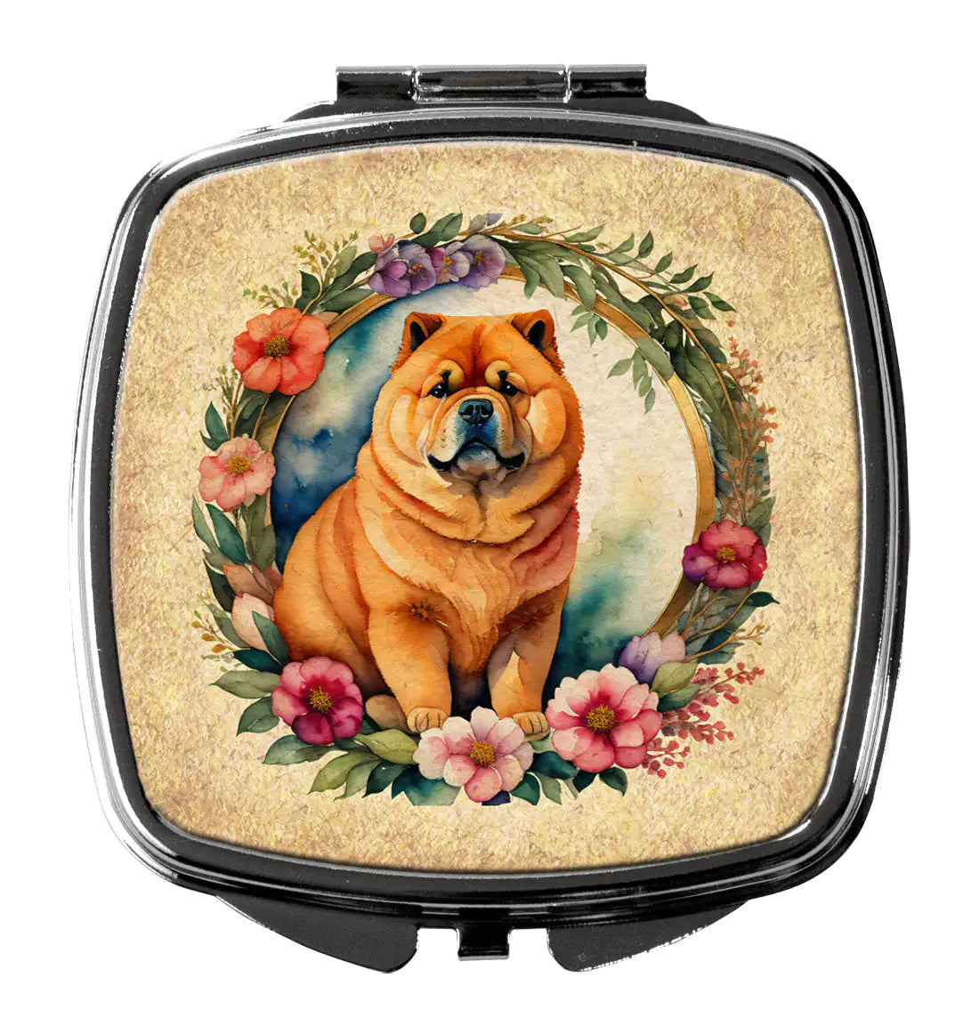 Chow Chow and Flowers Compact Mirror
