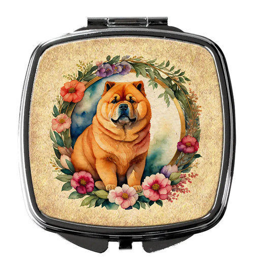 Chow Chow and Flowers Compact Mirror