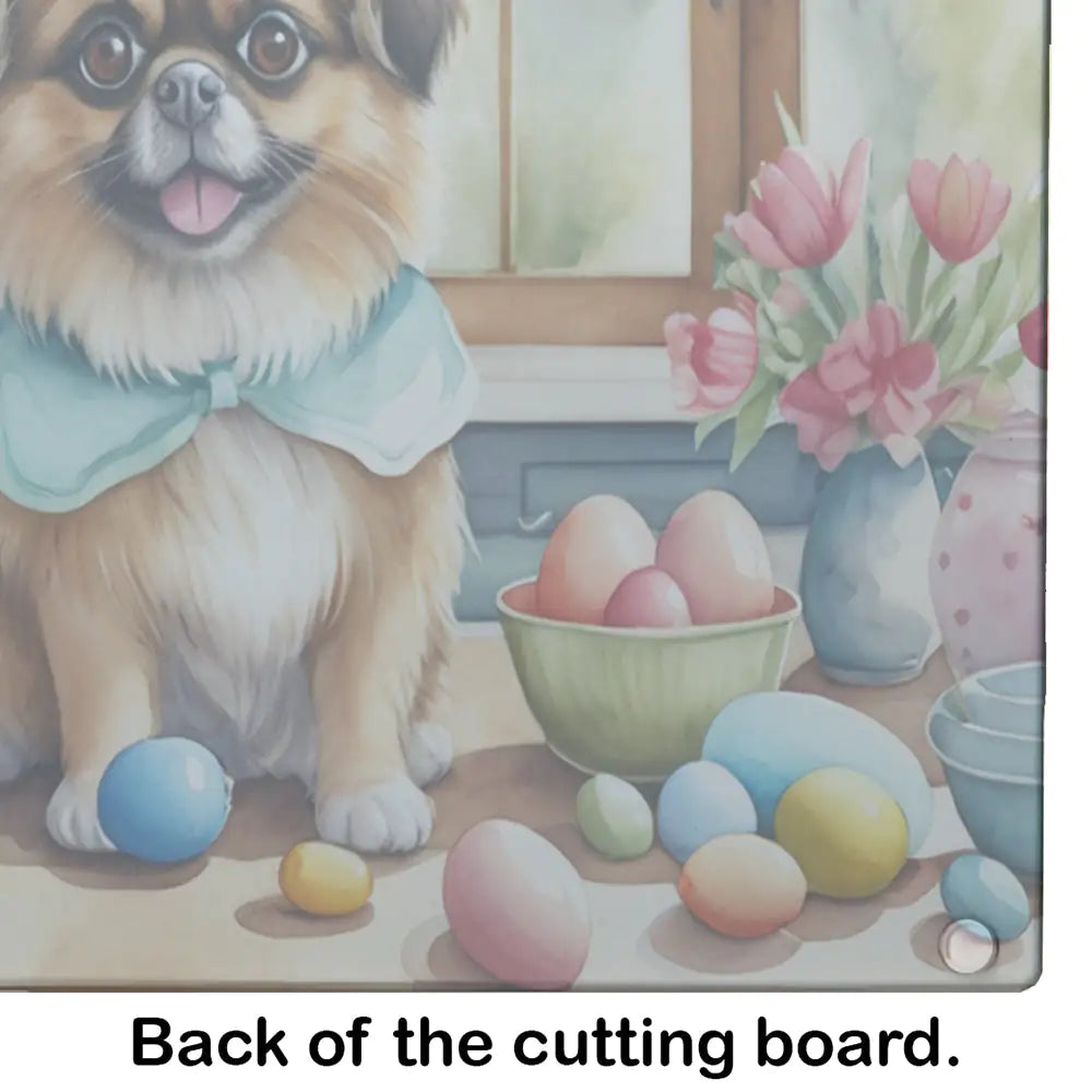Decorating Easter Tibetan Spaniel Glass Cutting Board