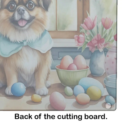 Decorating Easter Tibetan Spaniel Glass Cutting Board