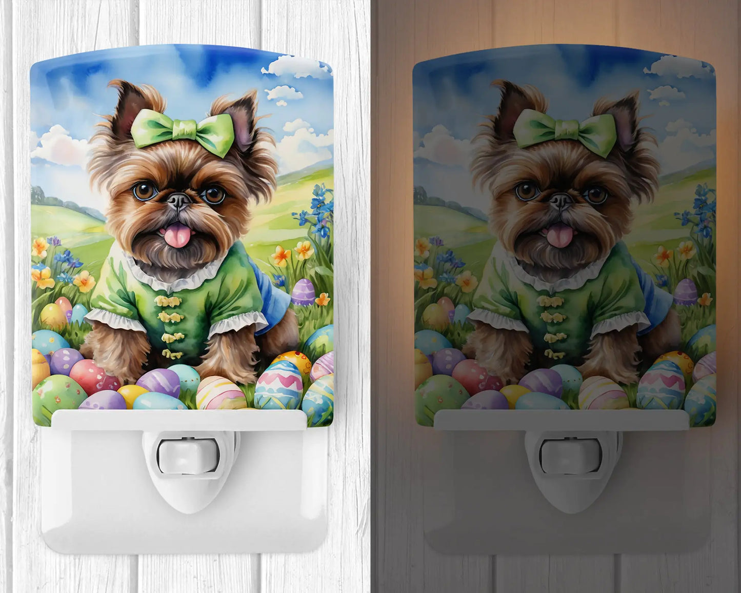 Brussels Griffon Easter Egg Hunt Ceramic Night Light