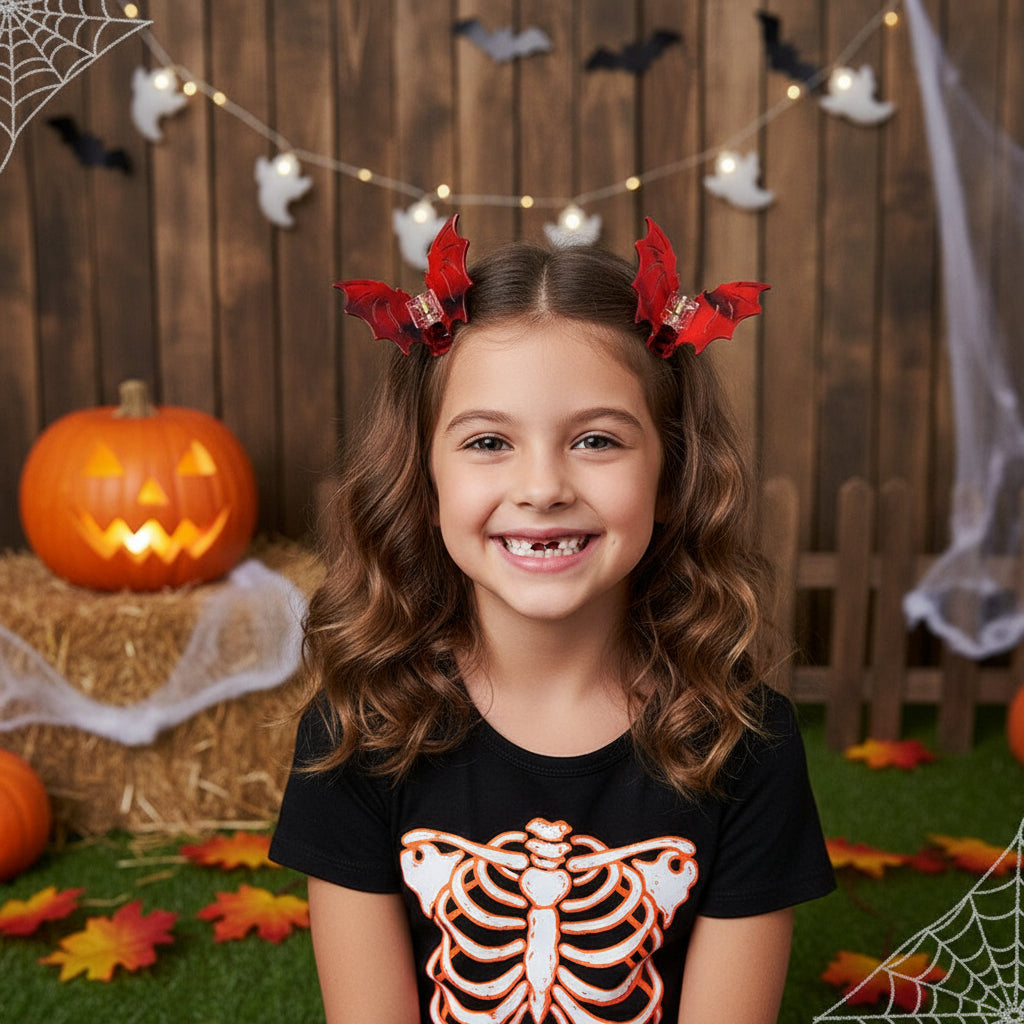 Bat Barrettes Halloween Funny Girl