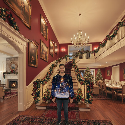 Women Men Clothing Christmas Elk Digital Printed Round Neck Sweater