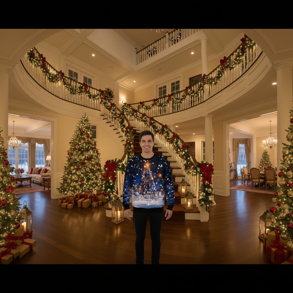 Women Men Clothing Christmas Elk Digital Printed Round Neck Sweater