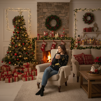 Women Men Clothing Christmas Elk Digital Printed Round Neck Sweater