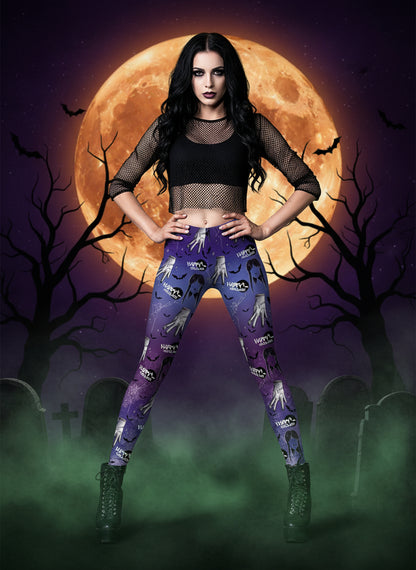 Women's Halloween Horror Hand Digital Printing Yoga Leggings