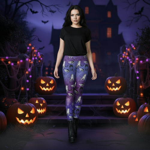 Women's Halloween Horror Hand Digital Printing Yoga Leggings