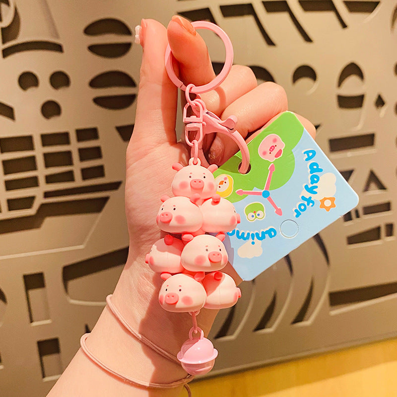 Cute Piggy Jenga Keychain Doll Pendant