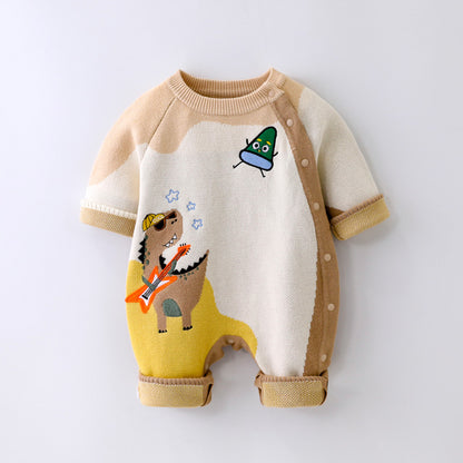 Baby Leisure Long Sleeve Double-layer Embroidered Jumpsuit