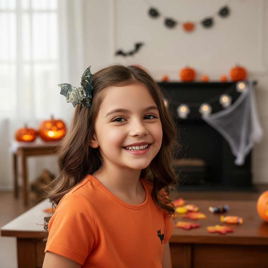 Bat Barrettes Halloween Funny Girl