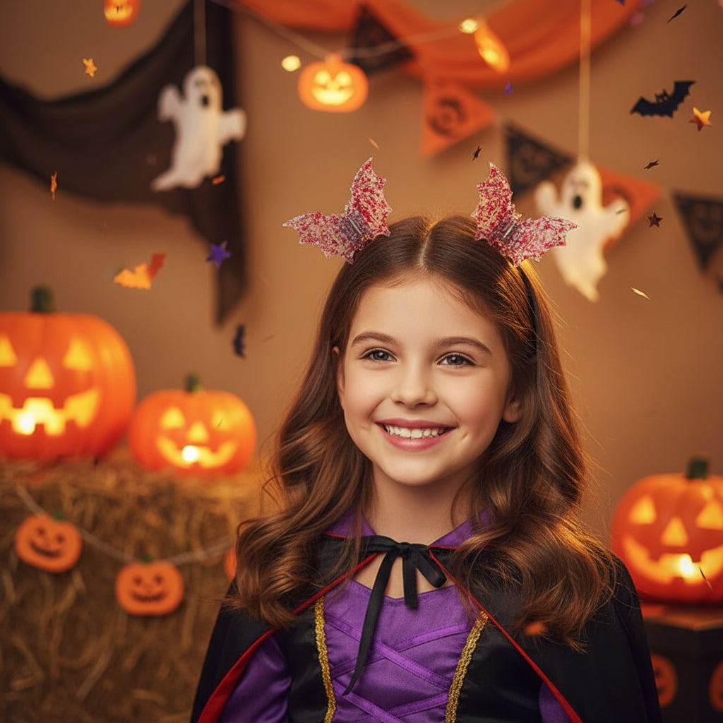 Bat Barrettes Halloween Funny Girl