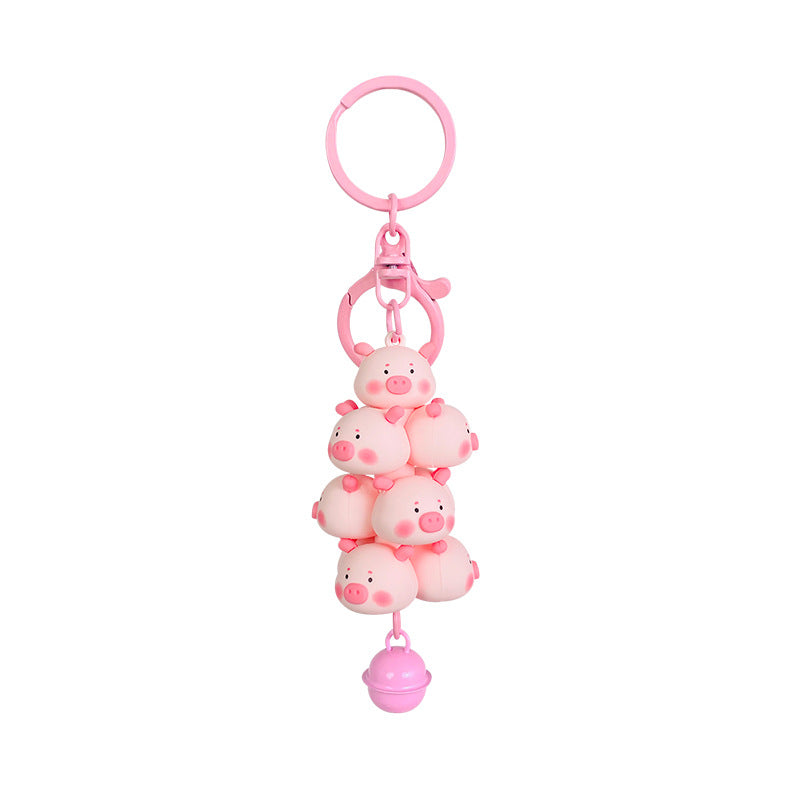 Cute Piggy Jenga Keychain Doll Pendant