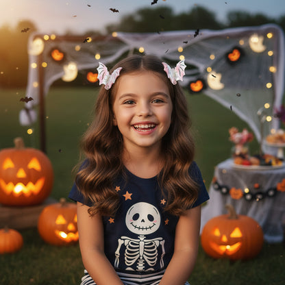 Bat Barrettes Halloween Funny Girl