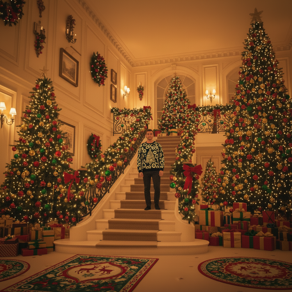 Women Men Clothing Christmas Elk Digital Printed Round Neck Sweater