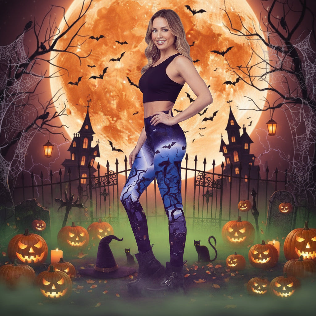 Women's Halloween Bat Elastic Leggings