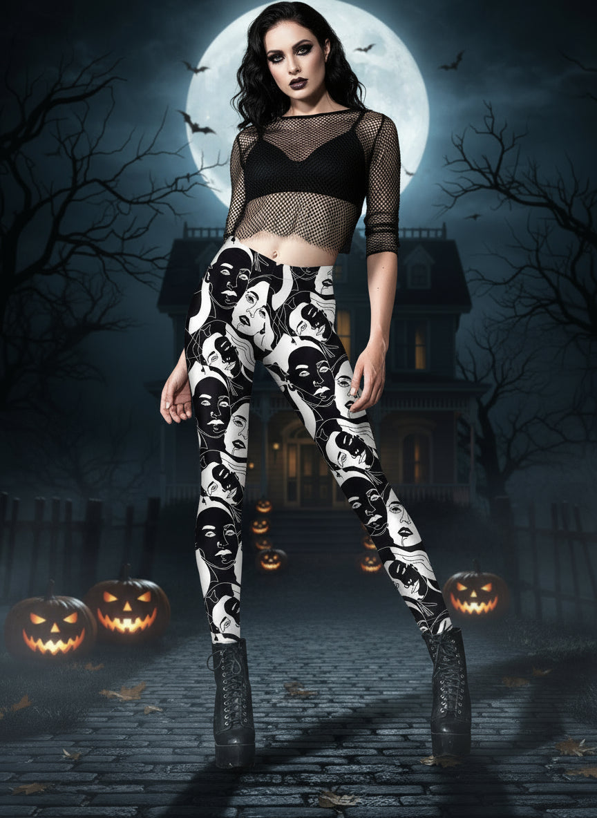 Women's Halloween Horror Hand Digital Printing Yoga Leggings
