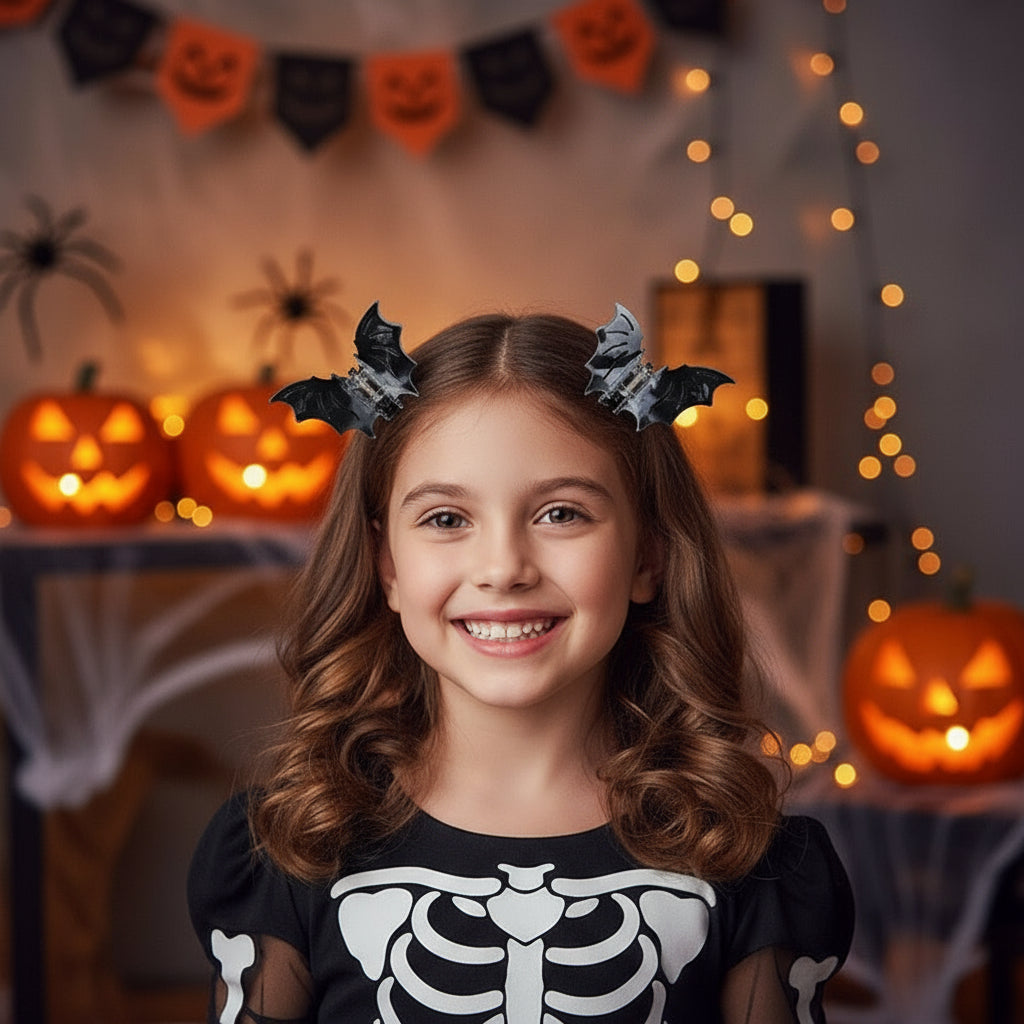 Bat Barrettes Halloween Funny Girl