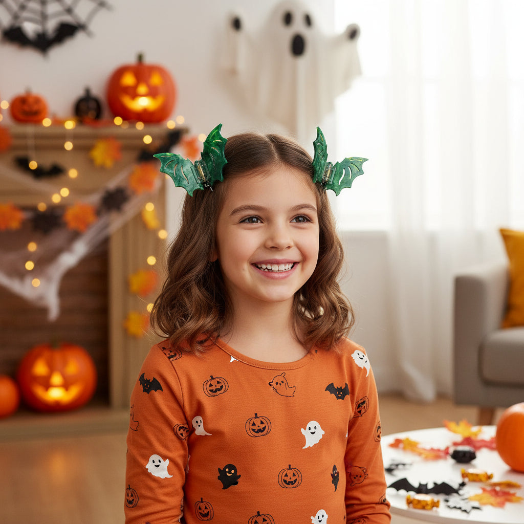 Bat Barrettes Halloween Funny Girl