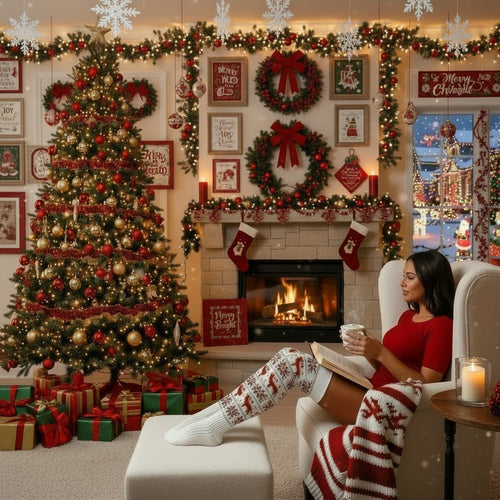 Christmas Snowflake Elk Long Knitted Socks Winter For Women