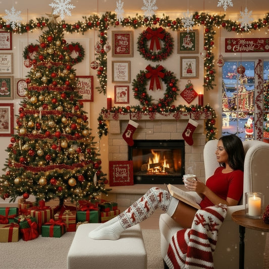 Christmas Snowflake Elk Long Knitted Socks Winter For Women