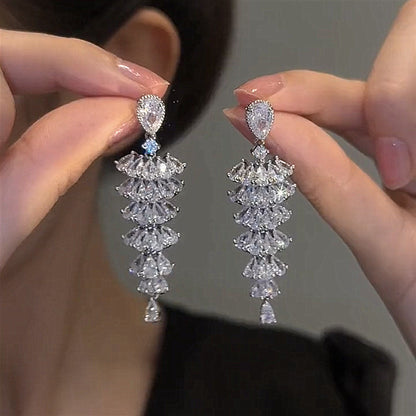 Sparkling Zircon Christmas Tree Drop Earrings For Women Trendy Xmas Tree Plant Dangle  New Year Festival Party Jewelry