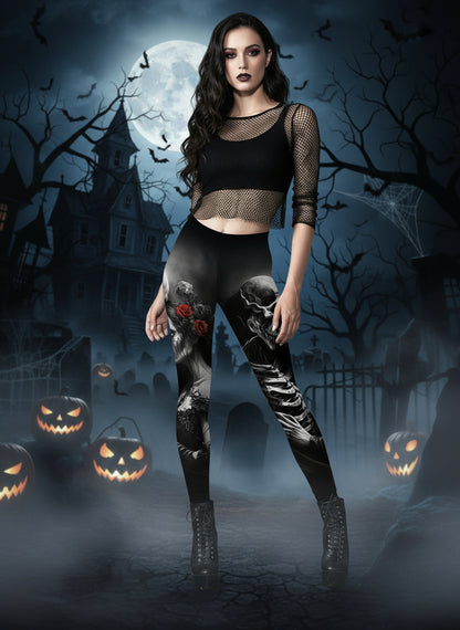 Women's Halloween Horror Hand Digital Printing Yoga Leggings