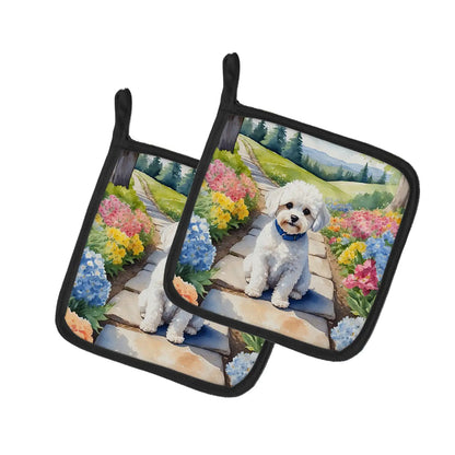 Maltipoo Spring Path Pair of Pot Holders