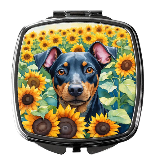 Manchester Terrier in Sunflowers Compact Mirror
