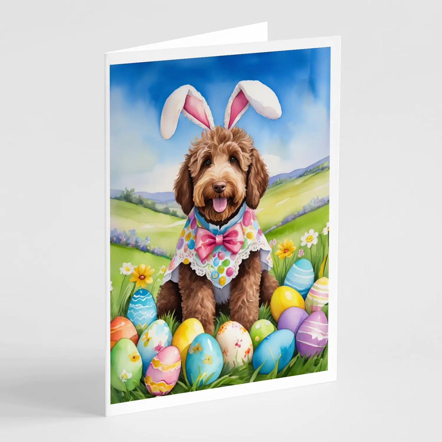 Labradoodle Easter Egg Hunt Greeting Cards Pack of 8