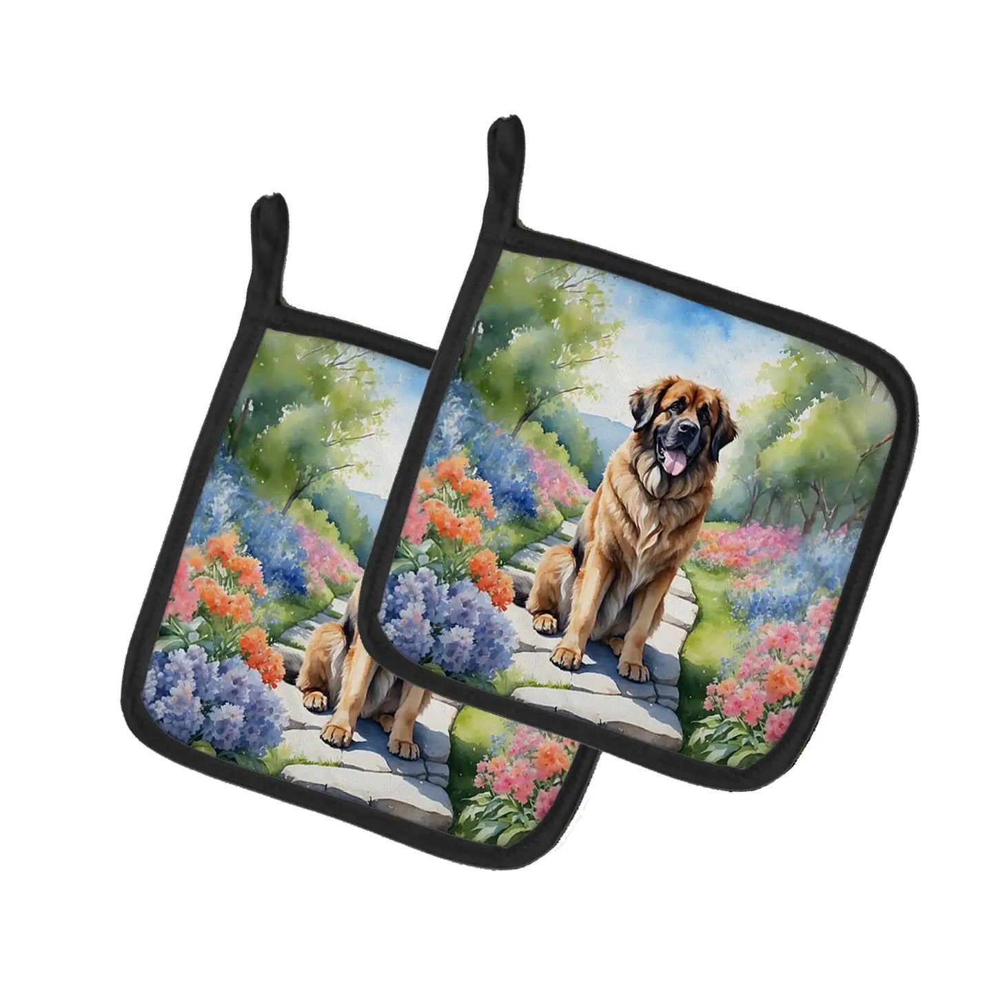 Leonberger Spring Path Pair of Pot Holders