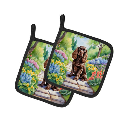 Cocker Spaniel Spring Path Pair of Pot Holders