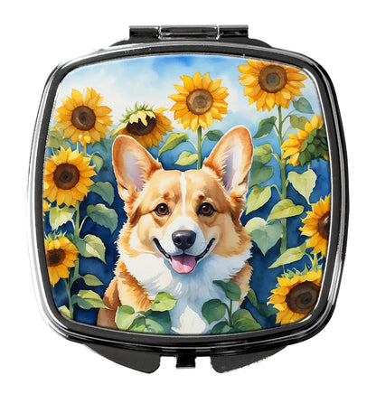Corgi in Sunflowers Compact Mirror