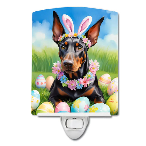Doberman Pinscher Easter Egg Hunt Ceramic Night Light