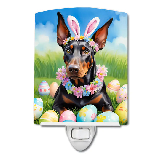 Doberman Pinscher Easter Egg Hunt Ceramic Night Light
