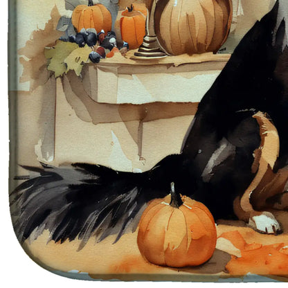 Collie Fall Kitchen Pumpkins Dish Drying Mat