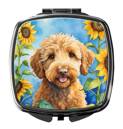 Labradoodle in Sunflowers Compact Mirror