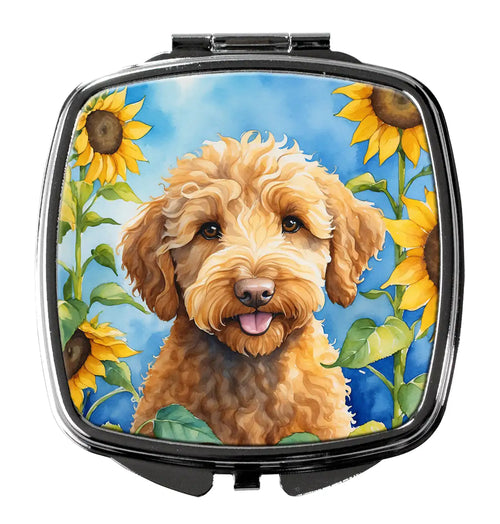 Labradoodle in Sunflowers Compact Mirror