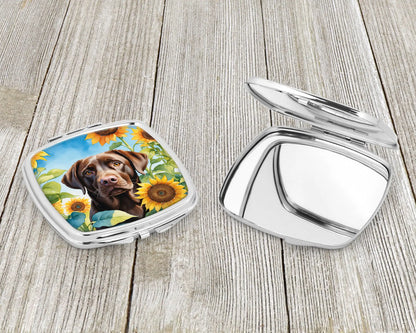 Labrador Retriever in Sunflowers Compact Mirror