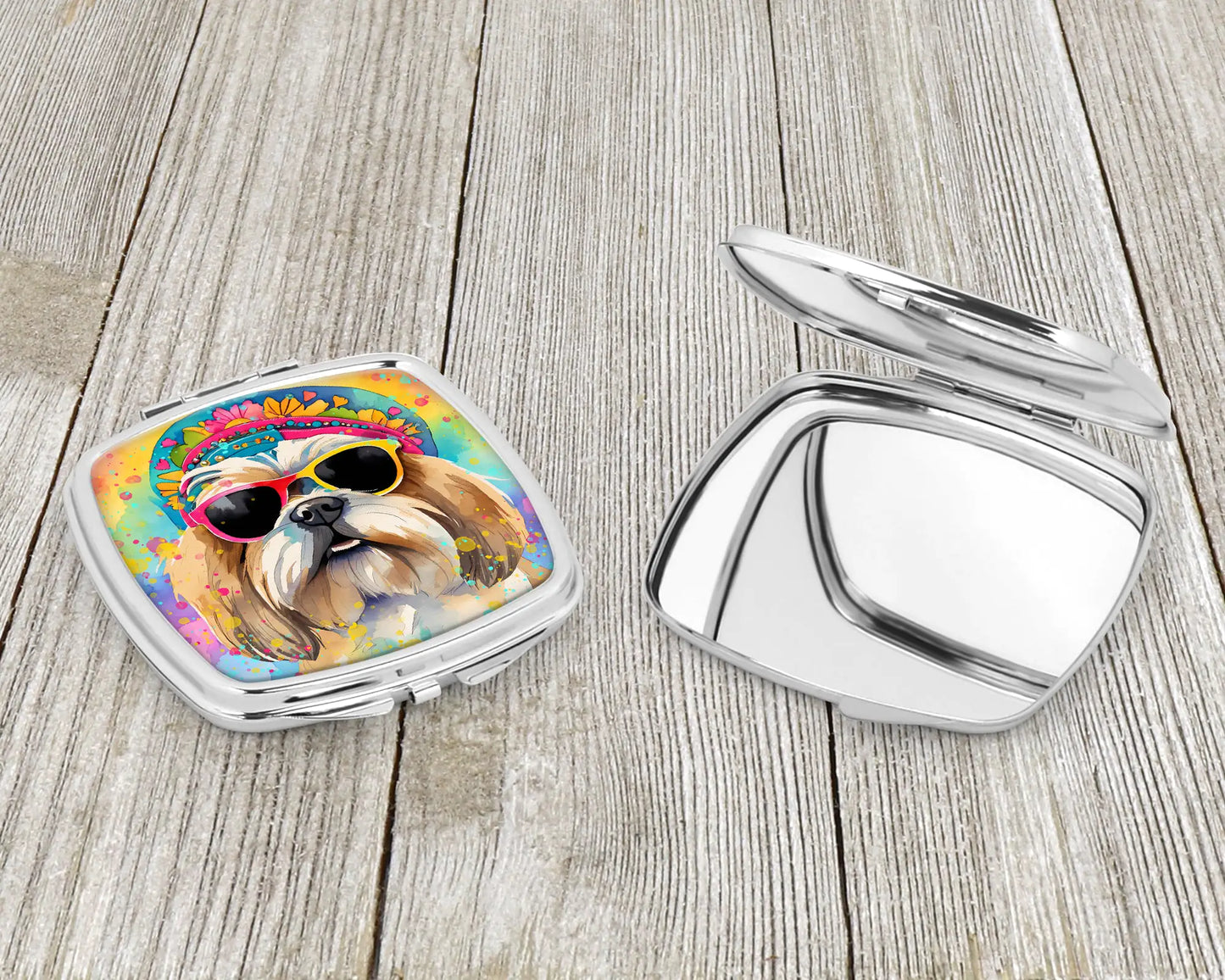 Shih Tzu Hippie Dawg Compact Mirror