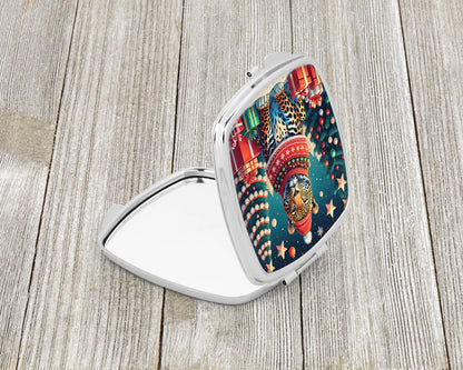 Leopard Christmas Compact Mirror