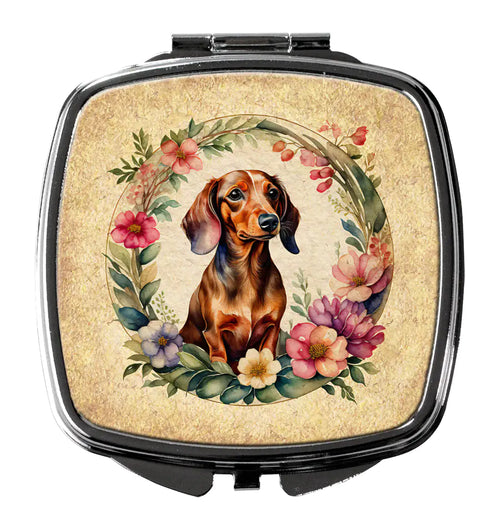 Dachshund and Flowers Compact Mirror