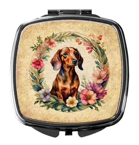 Dachshund and Flowers Compact Mirror