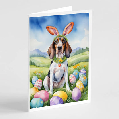 American English Coonhound Easter Egg Hunt Greeting Cards Pack of 8