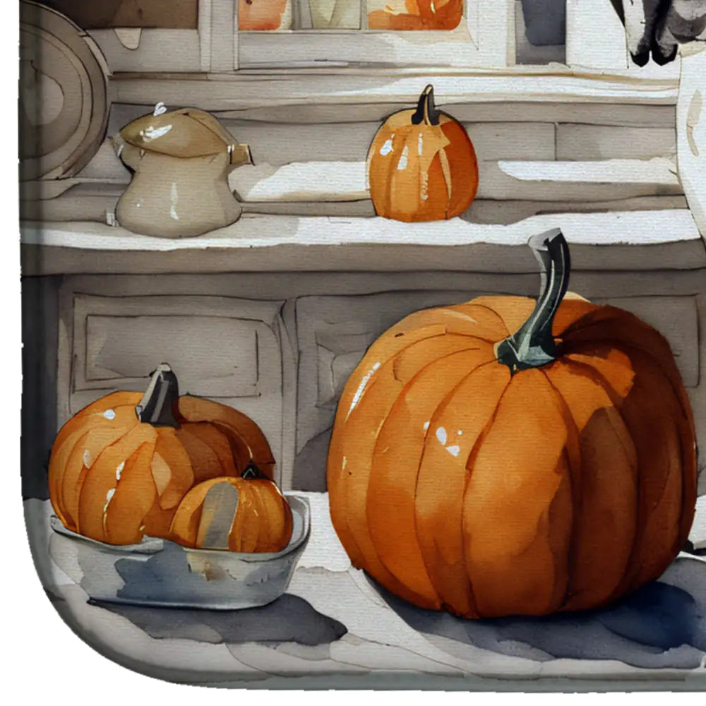 Boxer Fall Kitchen Pumpkins Dish Drying Mat